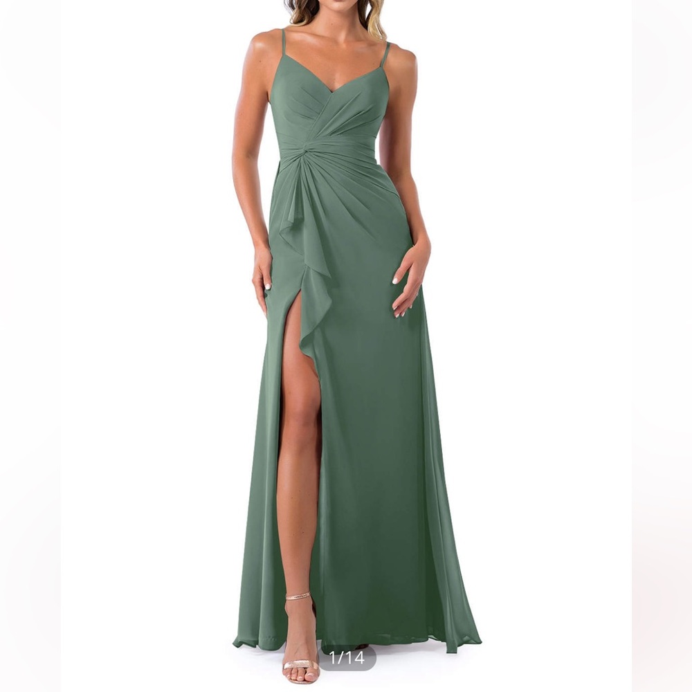 Azazie Emerald Style Maxi Dress in Eucalyptus Color
